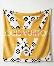 Yellow LV Monogram Logo Blanket Bold LV Monogram Print Blanket 089